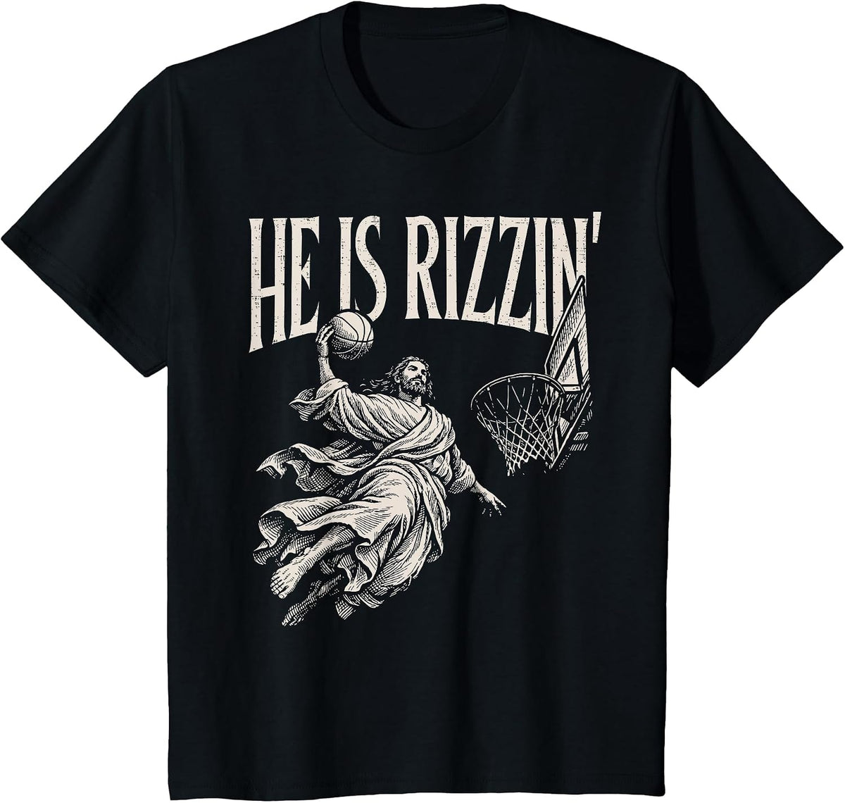 He is Rizzin Christian Religious Boys Kids Men Teens Easter T-Shirt - Black
