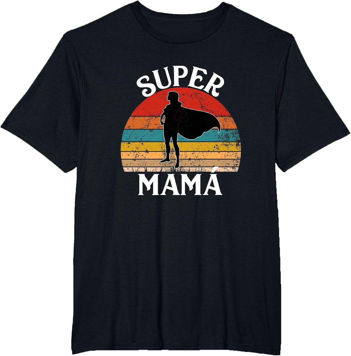 Super Mama Spanish Mom Funny Woman Hero with Cape T-Shirt - Black