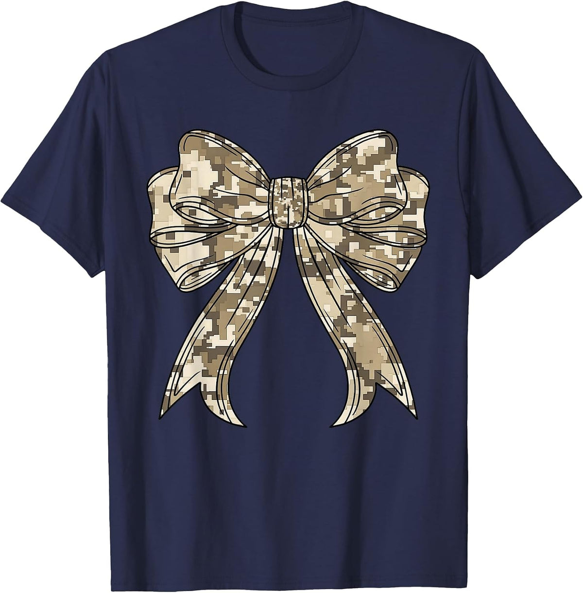 Desert Camouflage Camo Coquette Bow Hunting for Women Children T-Shirt - Navy Blue