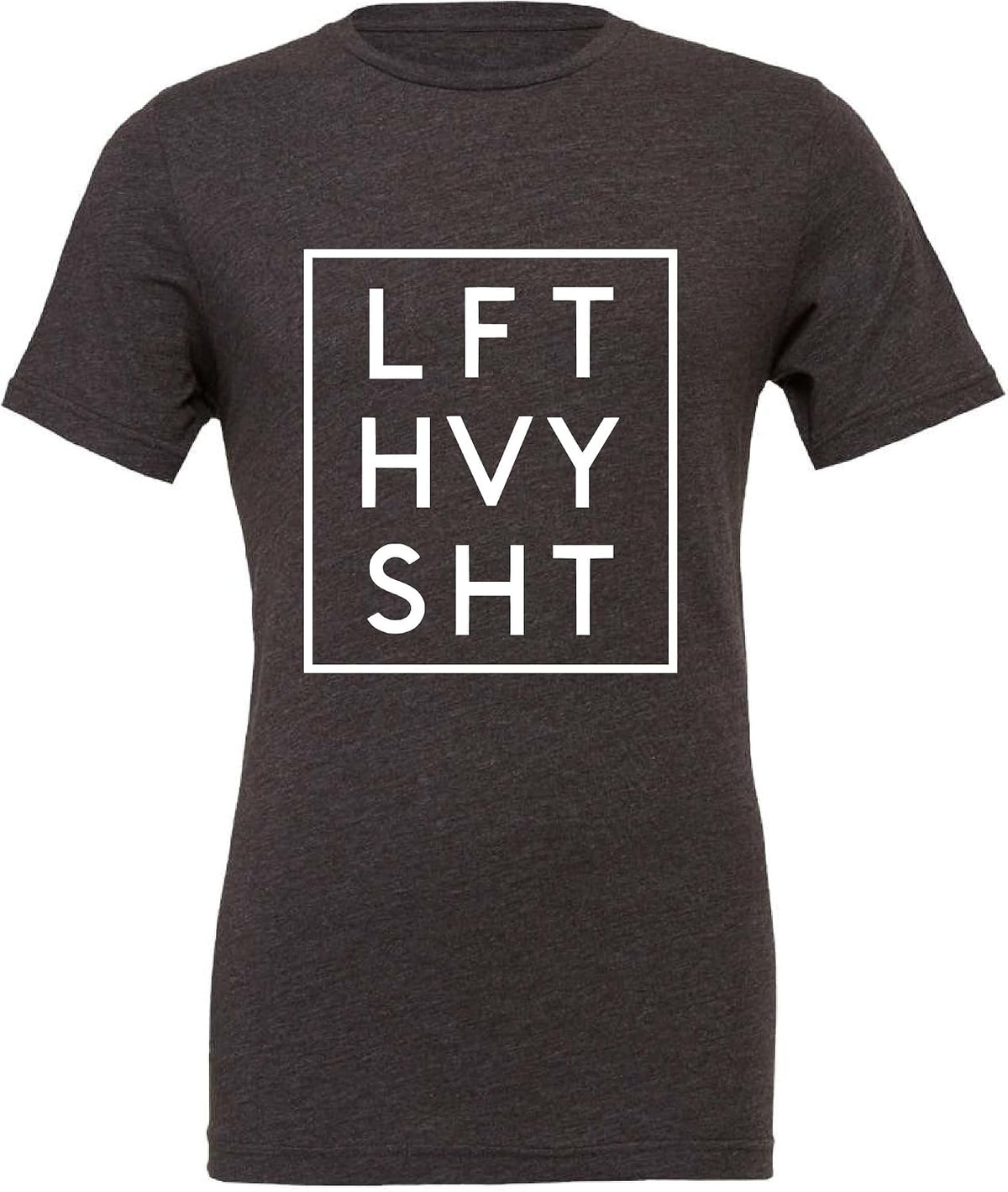 LFT HVY SHT Gym Motivation Shirt | Funny Workout Tee for Men | Weightlifting Gift for Brother, Dad, Husband - Heather Dark