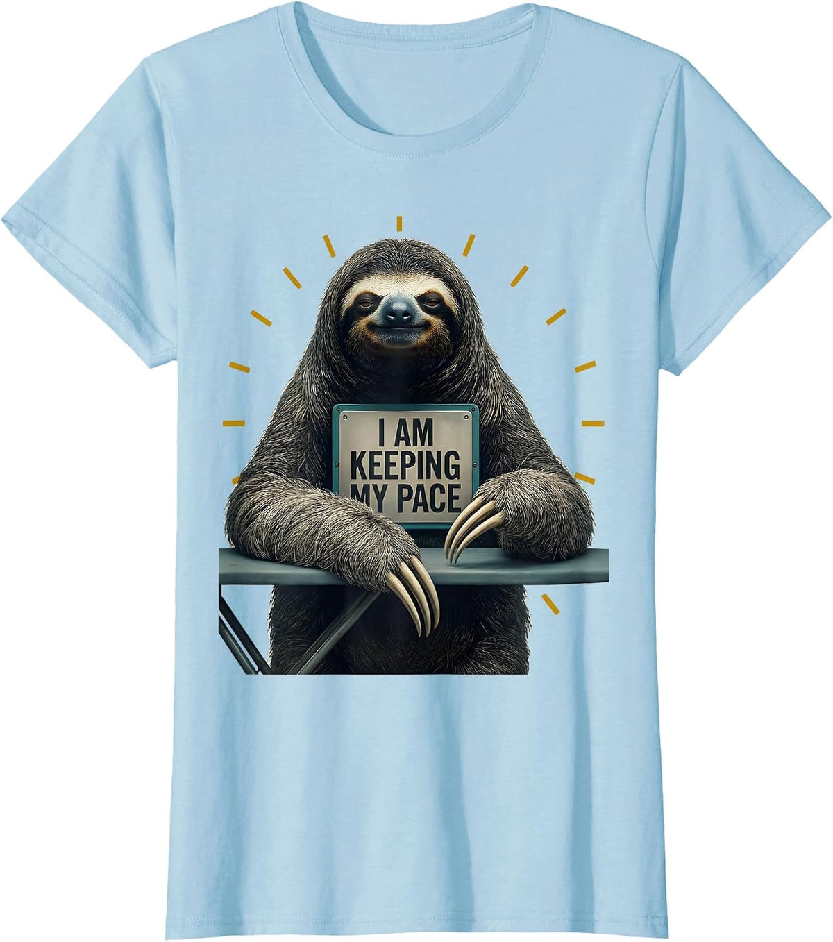 I Am Keeping My Pace Funny Sloth Lover Gift T-Shirt - Baby Blue