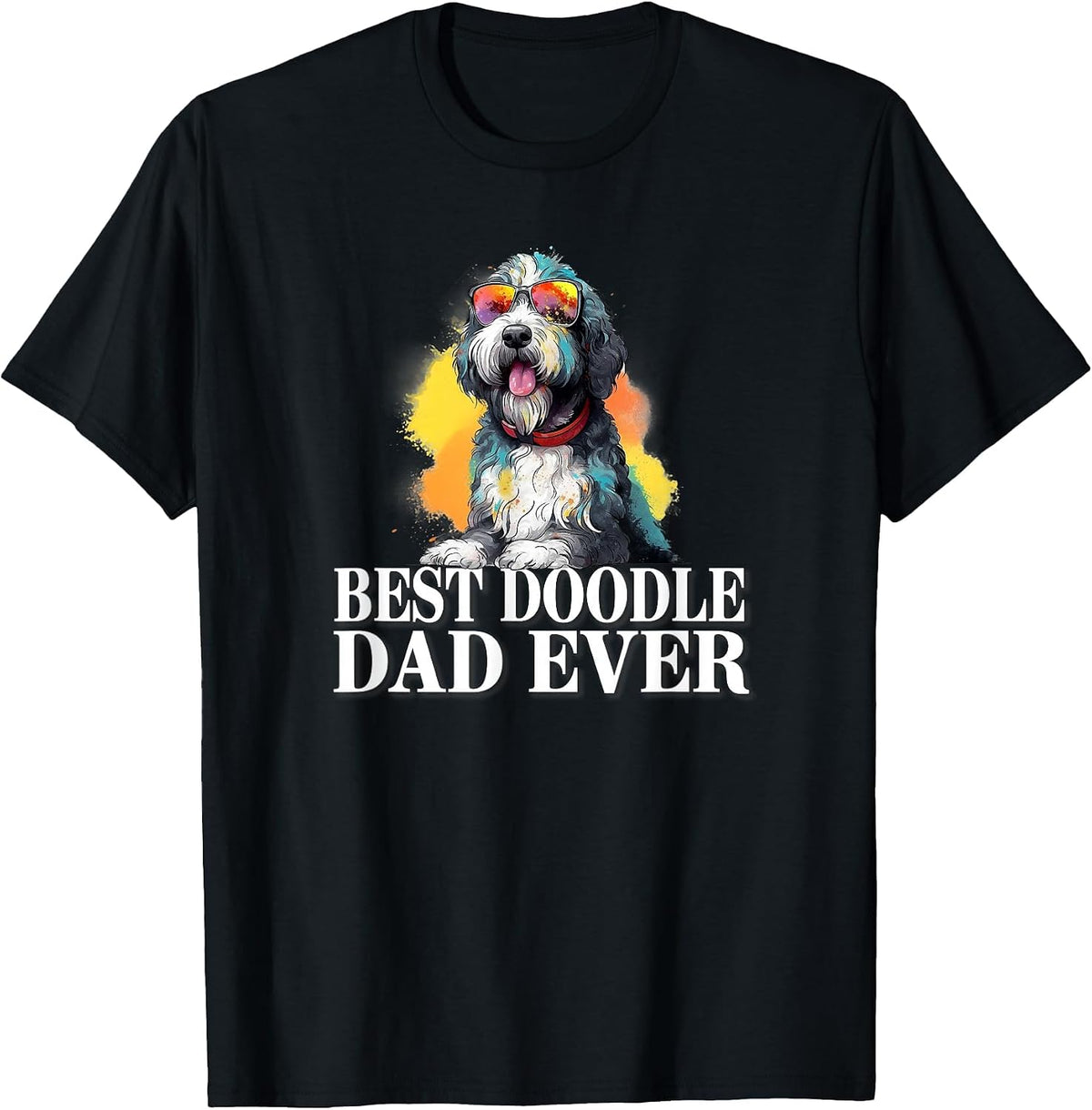 Cute Mens Boys Dog Lover Sunglasses Best Bernedoodle Dad T-Shirt - Black