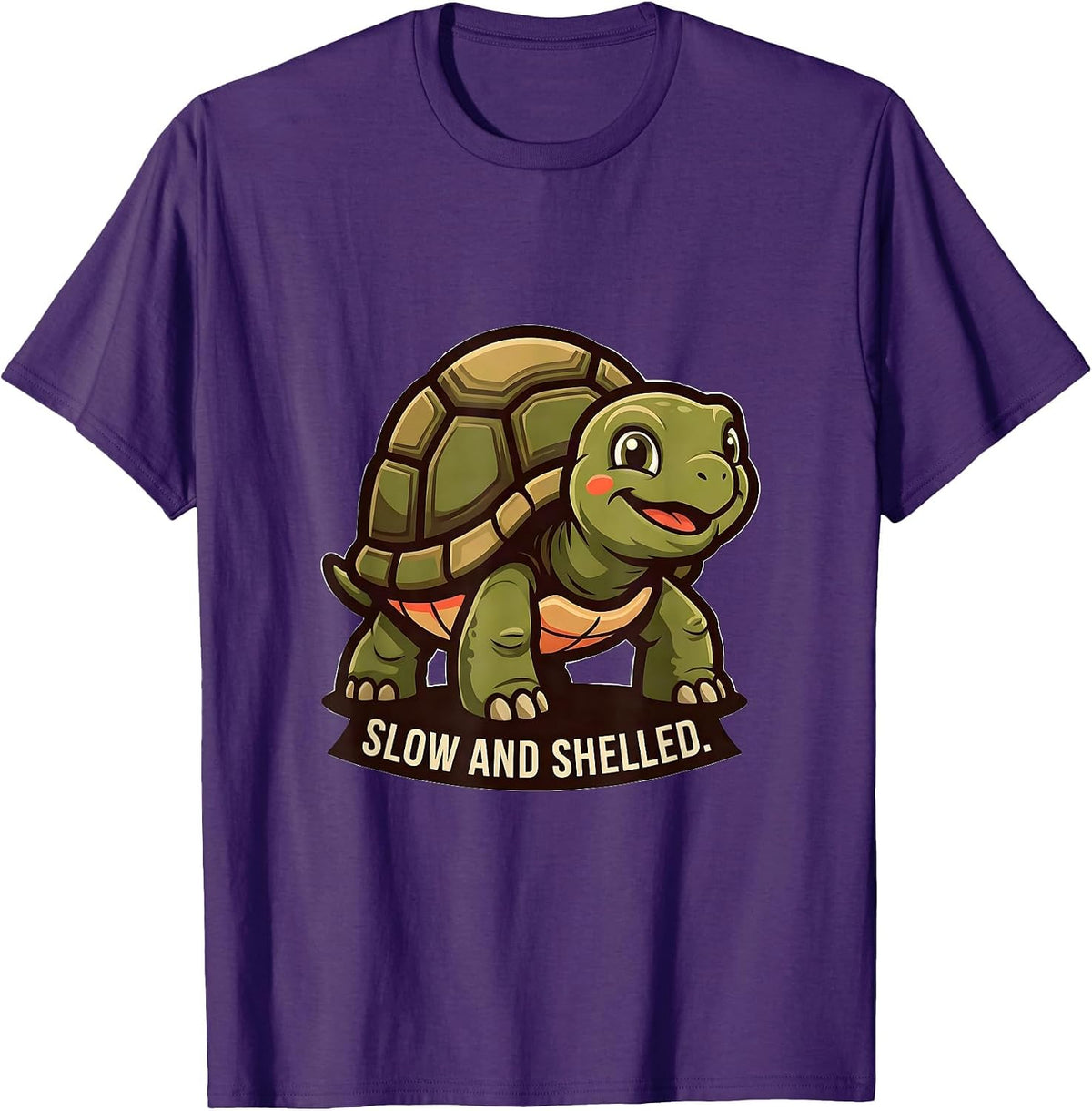 Slow And Shelled Funny Tortoise Lover Pet Humor Novelty T-Shirt - Purple