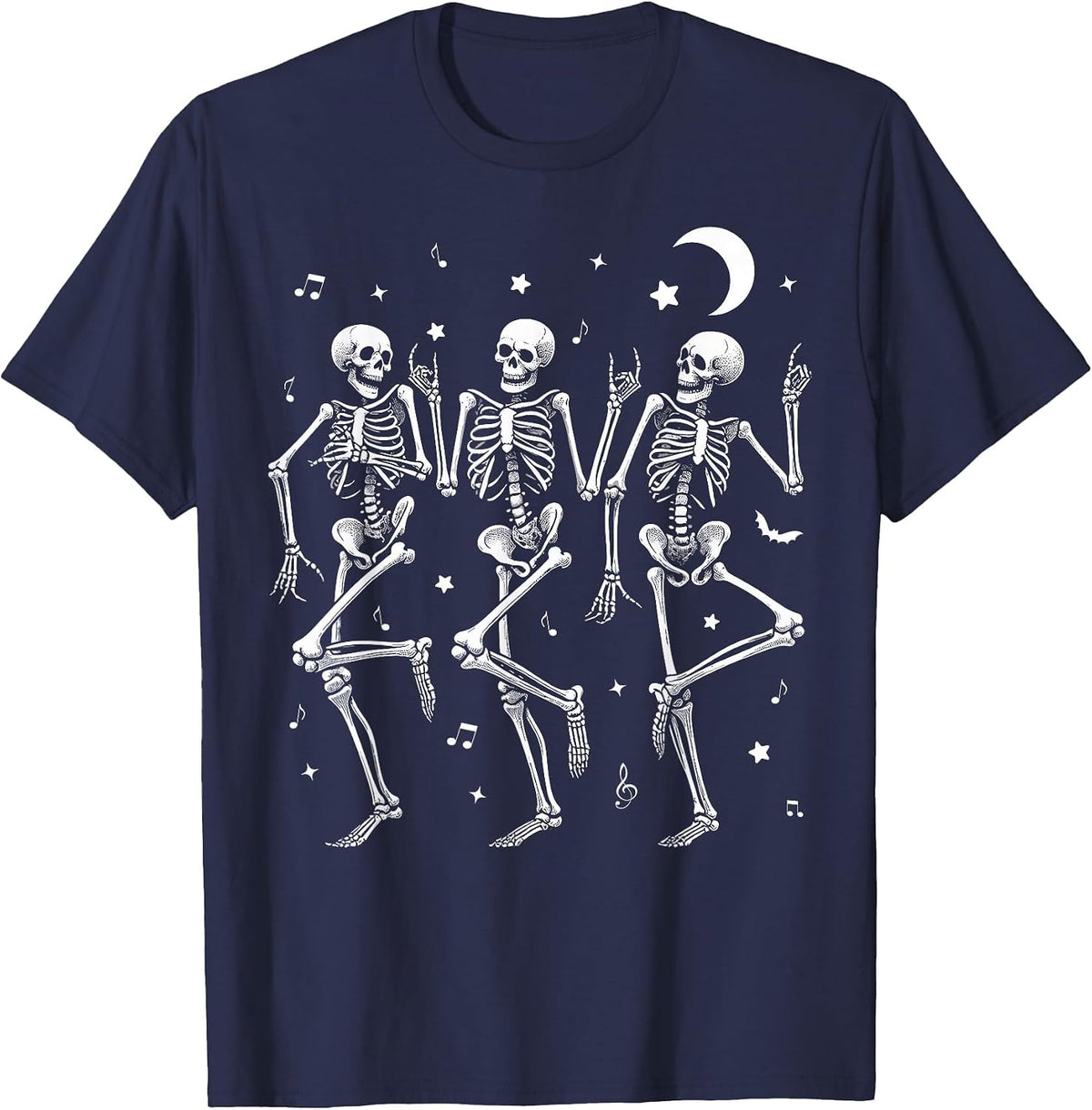 Dancing Skeletons Halloween Funny Skeleton Dance Halloween T-Shirt - Navy Blue