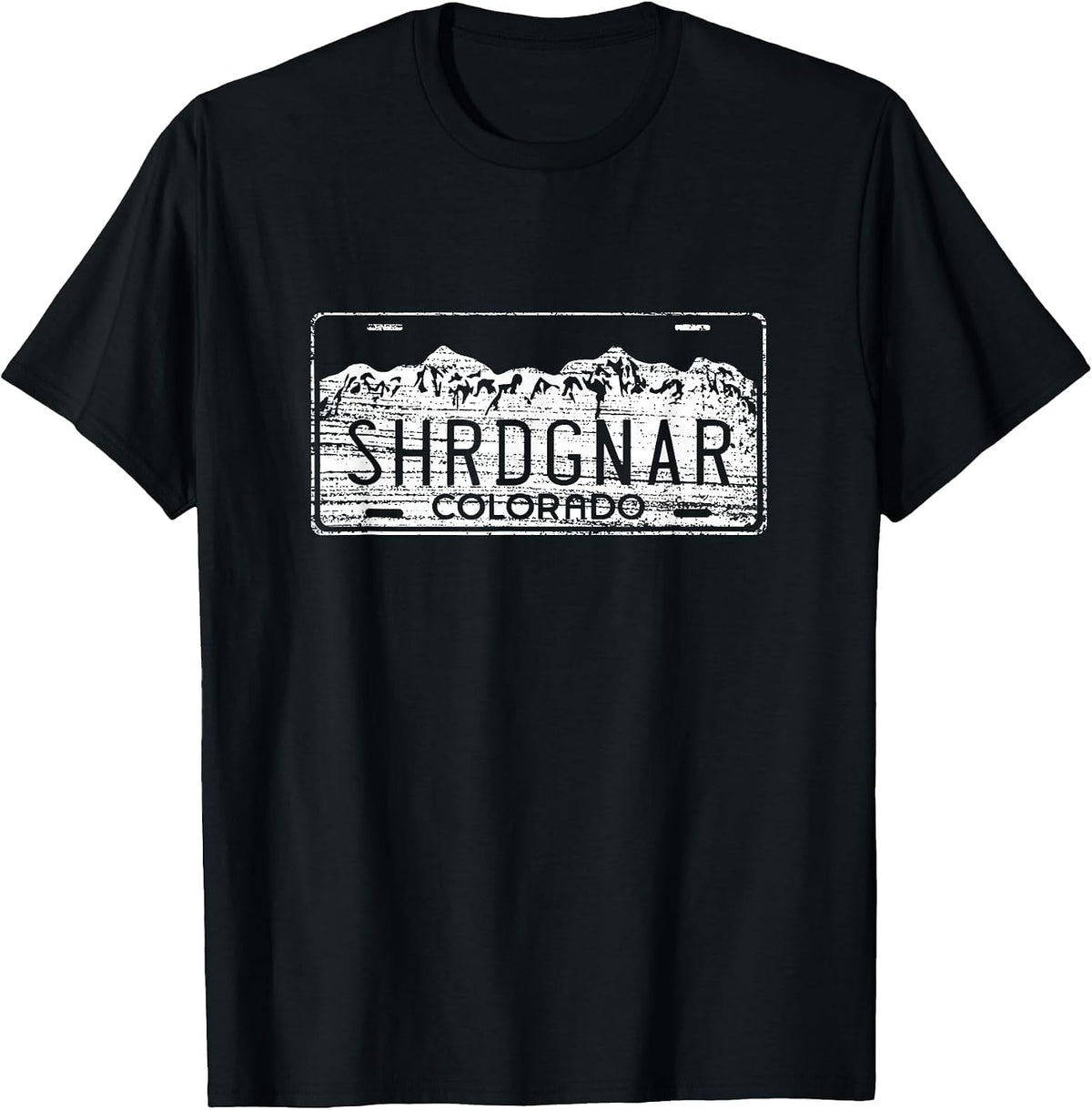 Ski Snowboard Colorado License Plate Shredding Gnar T-Shirt - Black