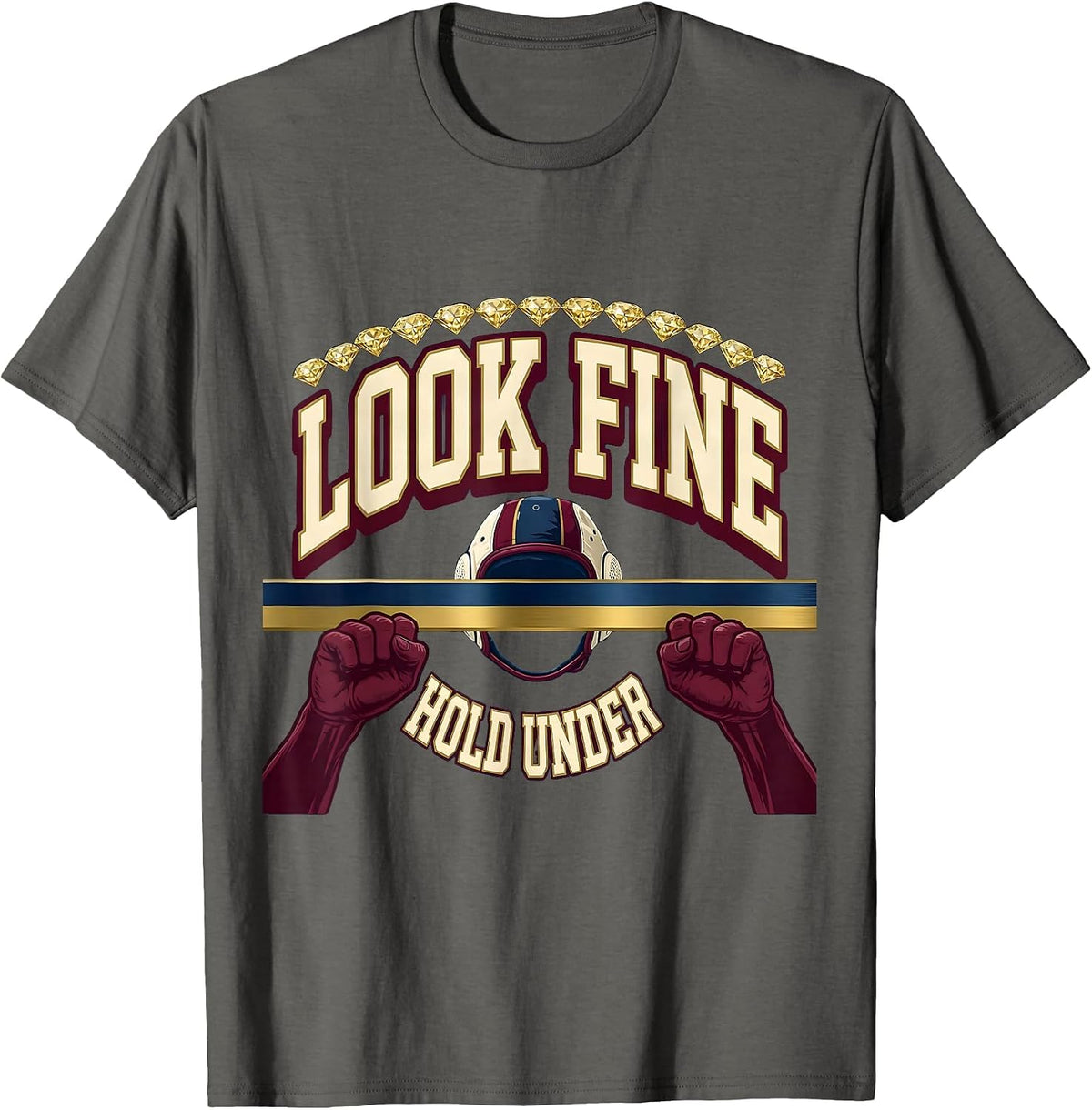 Look Fine, Hold Under Sparkle Varsity Water Polo Player T-Shirt - Asphalt Grey