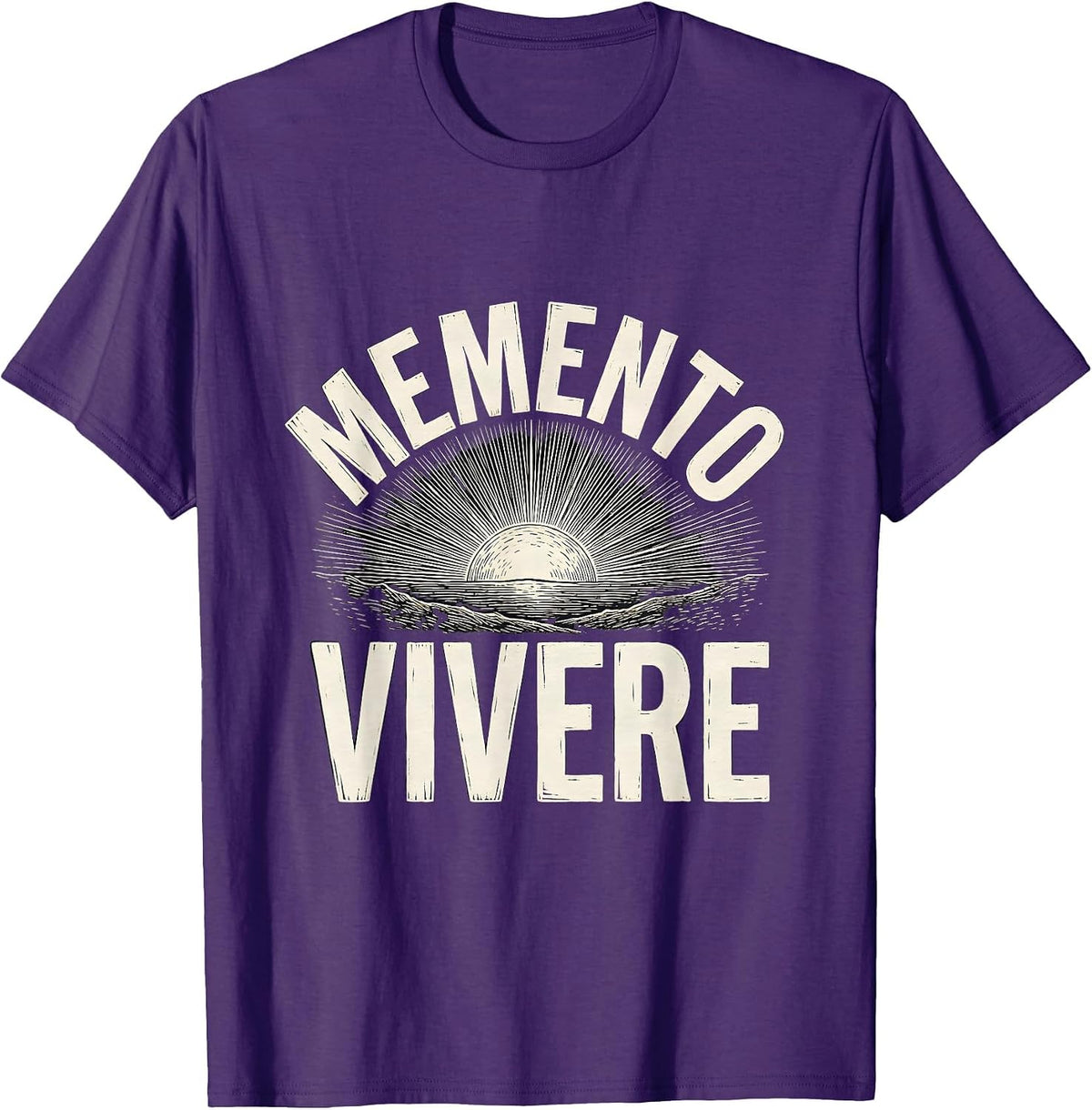 MEMENTO VIVERE Stoic Philosophy Memento Mori Quote T-Shirt - Purple