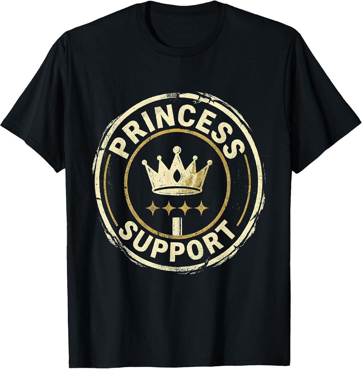 Men's Princess Support Distressed Rubber Stamp Family Matching T-Shirt - Black