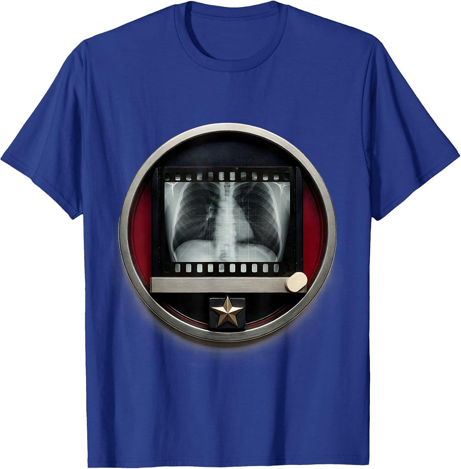 Sealed Badge Wood Type Letterpress Radiology Tech Christmas T-Shirt - Royal Blue