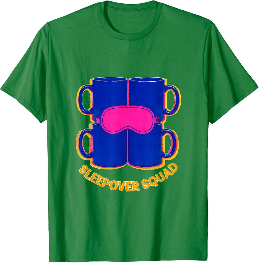 Men's Sleepover Squad Risograph Matching Group Slumber Party Party T-Shirt - Kelly Green