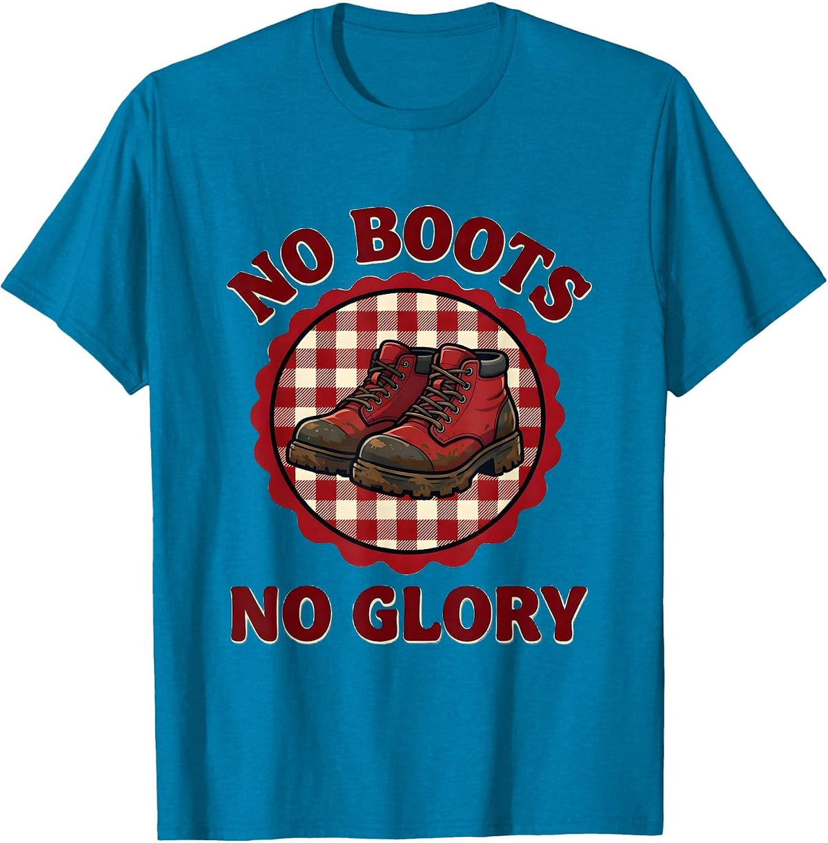 No Boots No Glory Rugby Graphic Design T-Shirt - Sapphire Blue