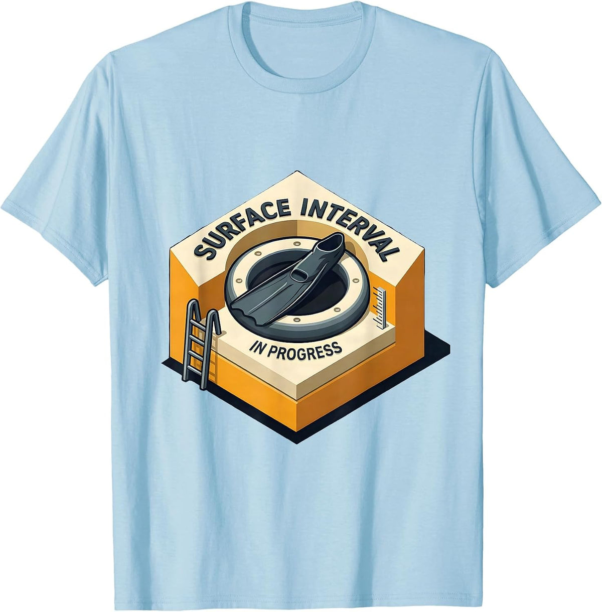 Men's Surface Interval In Progress Funny Scuba Diver Humor T-Shirt - Baby Blue