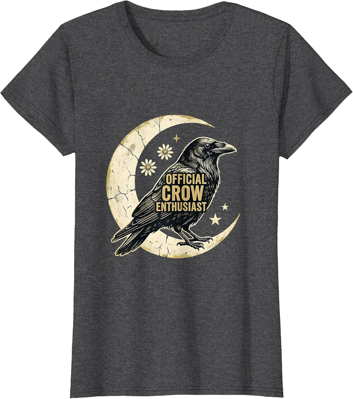 Women's Official Crow Enthusiast Bird Lover Design T-Shirt - Dark Heather Grey