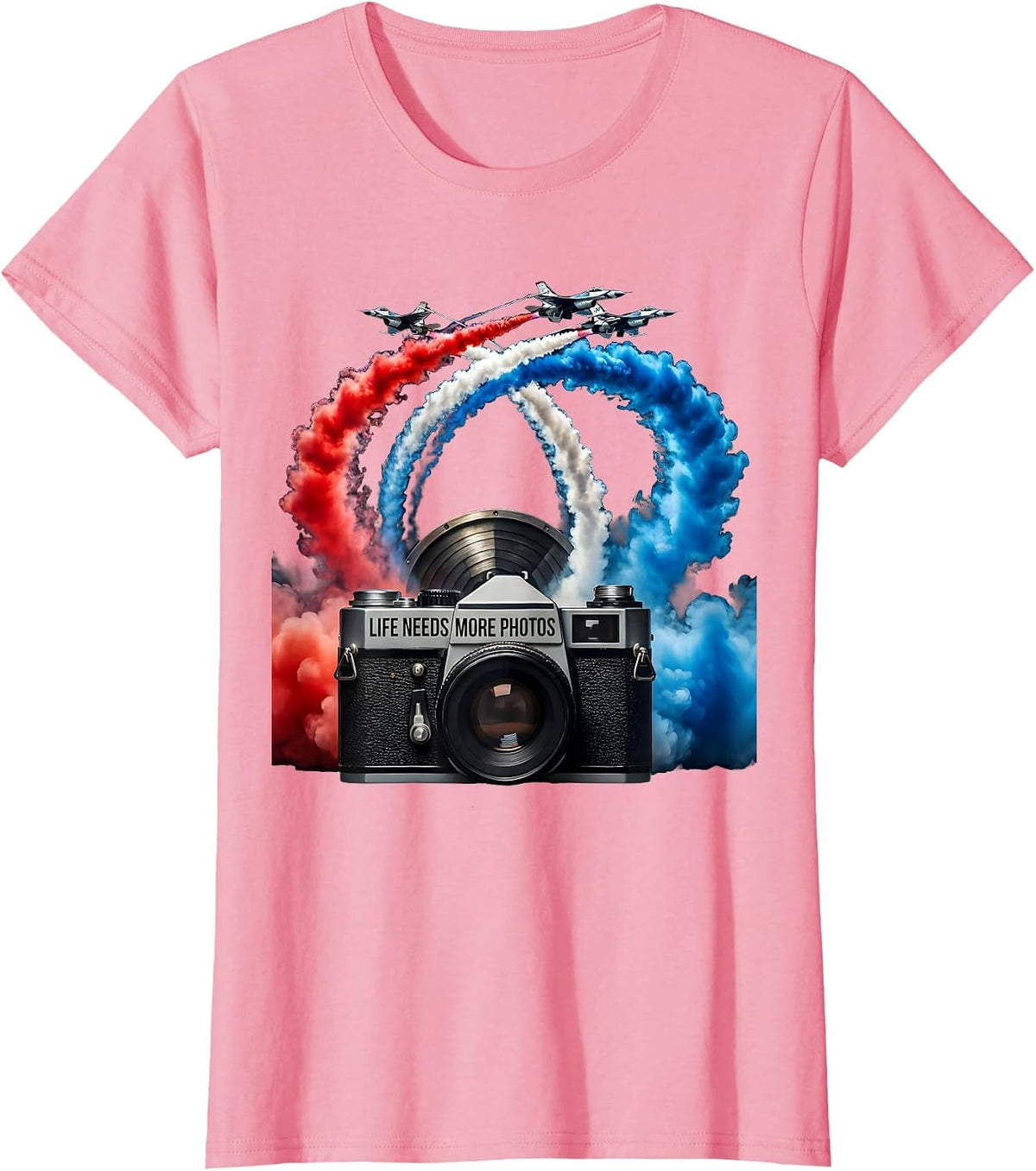 Women's Life Needs More Photos Photography Lover Design T-Shirt - Pink