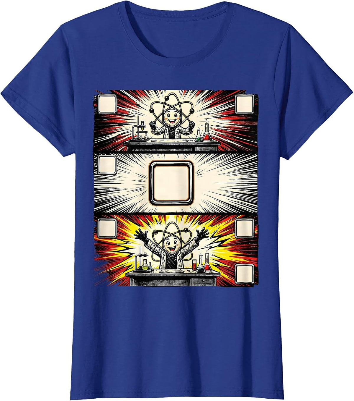 Women's Atom Comic Strip Science Humor Student Gift T-Shirt - Royal Blue