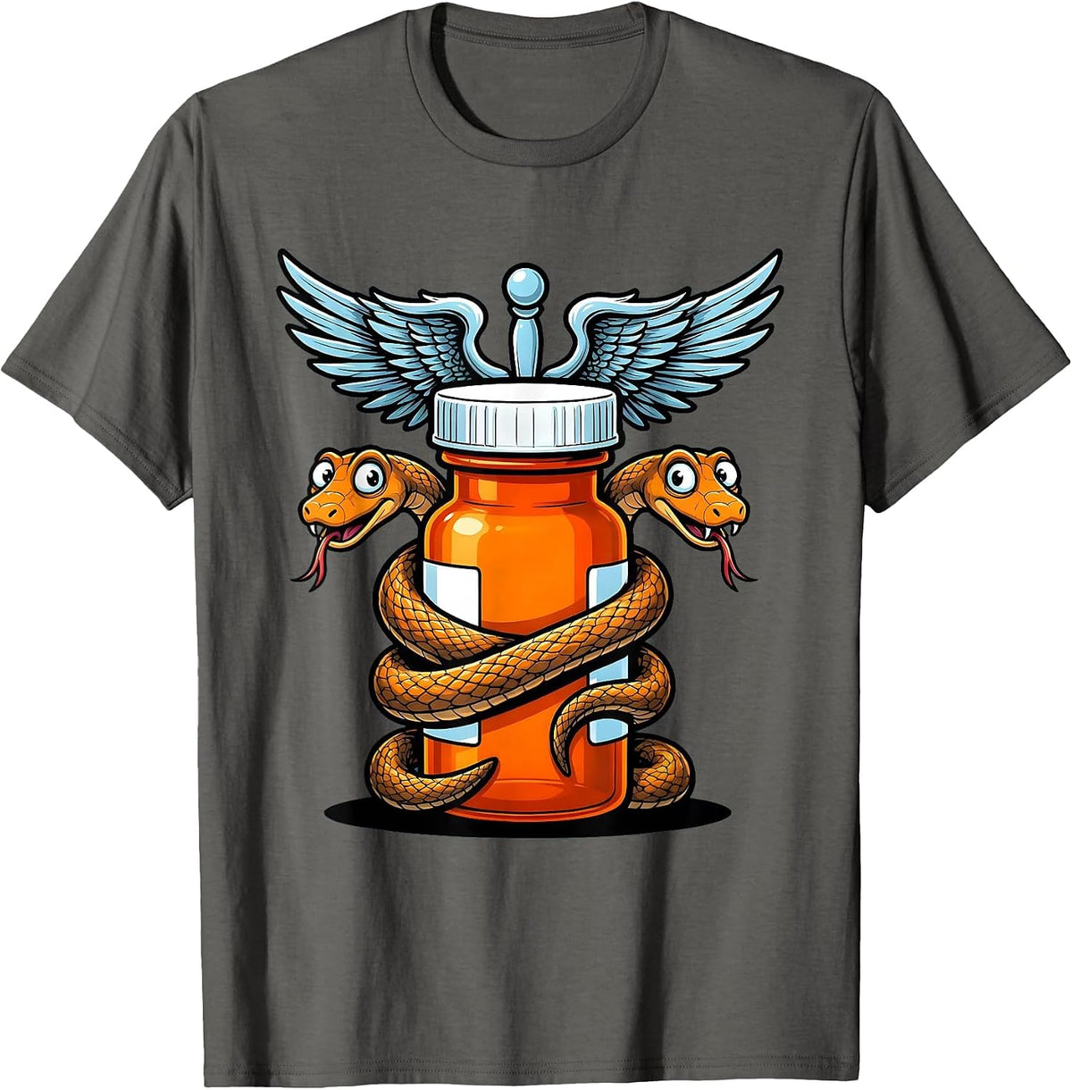 Men's Pharmacy Technician Caduceus Prescription Bottle T-Shirt - Asphalt Grey