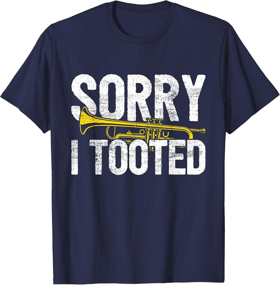 I Tooted Brass Band Trumpet Player Marching Band Trumpeter T-Shirt - Navy Blue