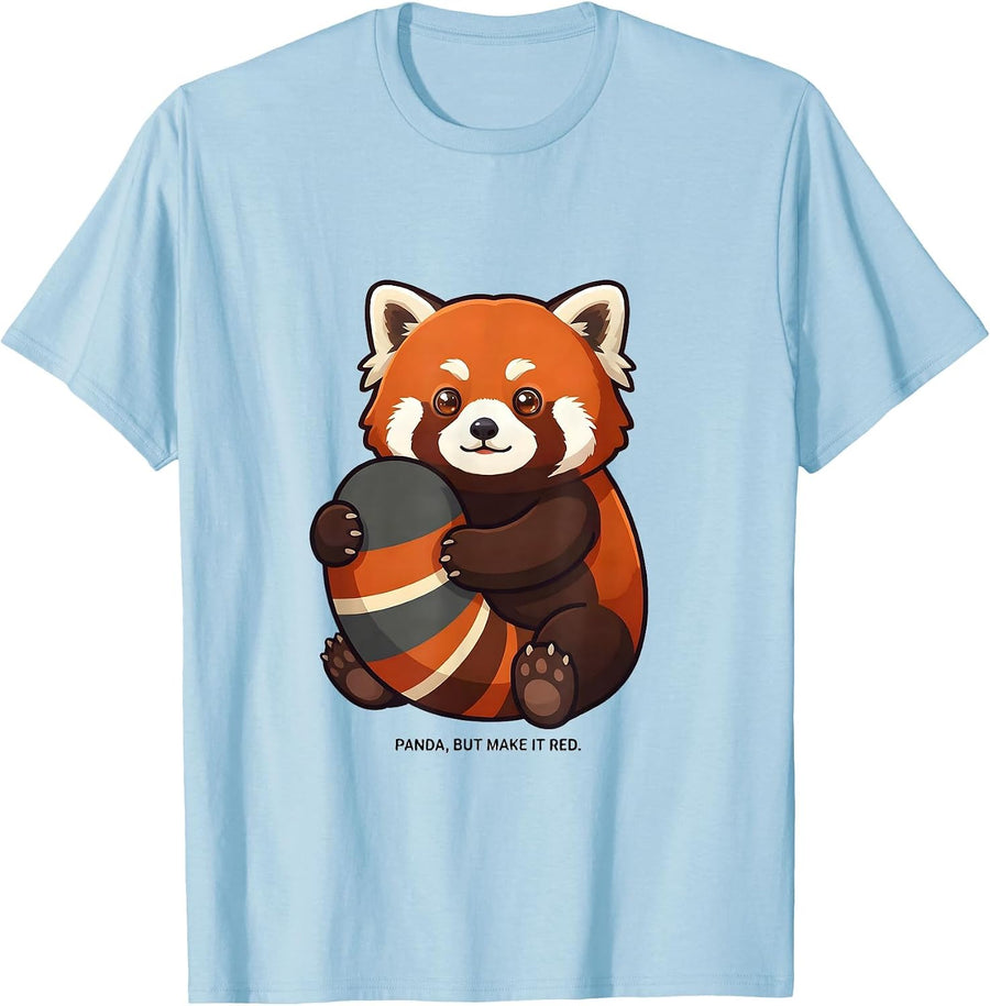 Men's Panda But Make It Red Cute Kawaii Animal Lover Gift T-Shirt - Baby Blue