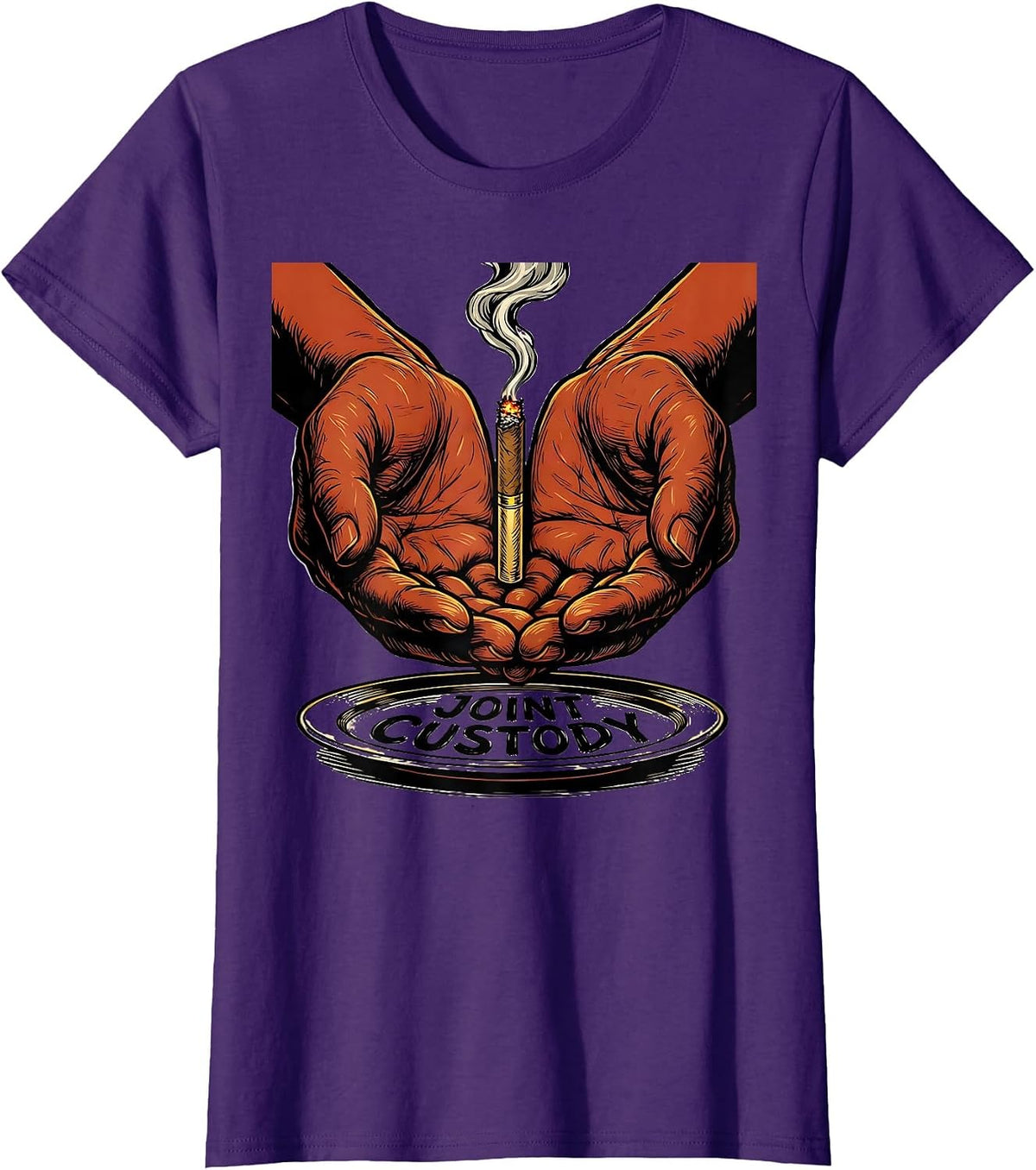 Women's Joint Custody Funny Stoner Cannabis Humor Novelty T-Shirt - Purple