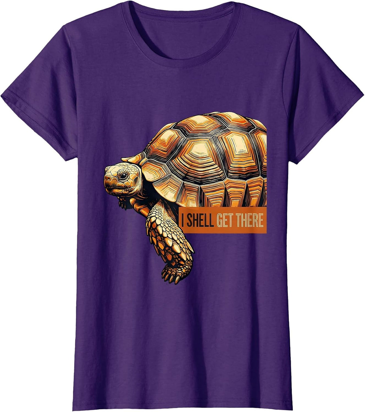 Women's I Shell Get There Funny Turtle Lover Pet Owner Humor T-Shirt - Purple