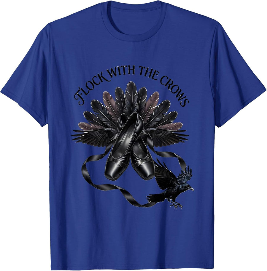 Flock With The Crows Dark Bird Lover Design T-Shirt - Royal Blue
