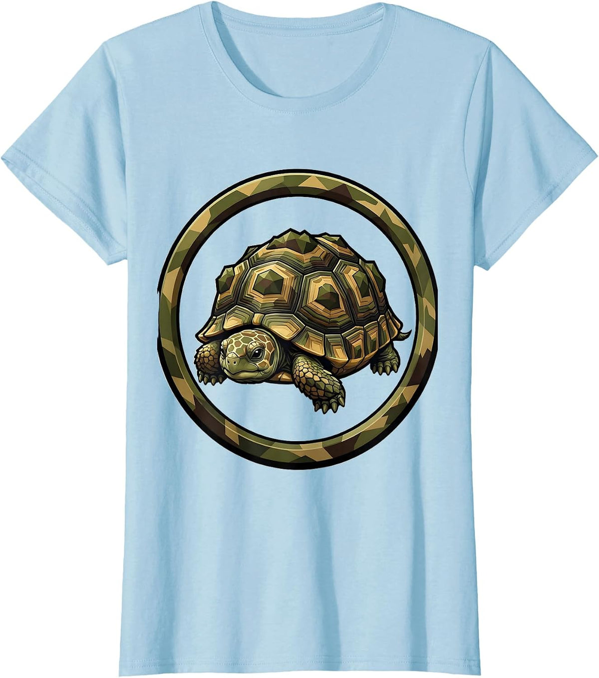 Baby Turtle Camo Shell Cute Wildlife Graphic T-Shirt - Baby Blue