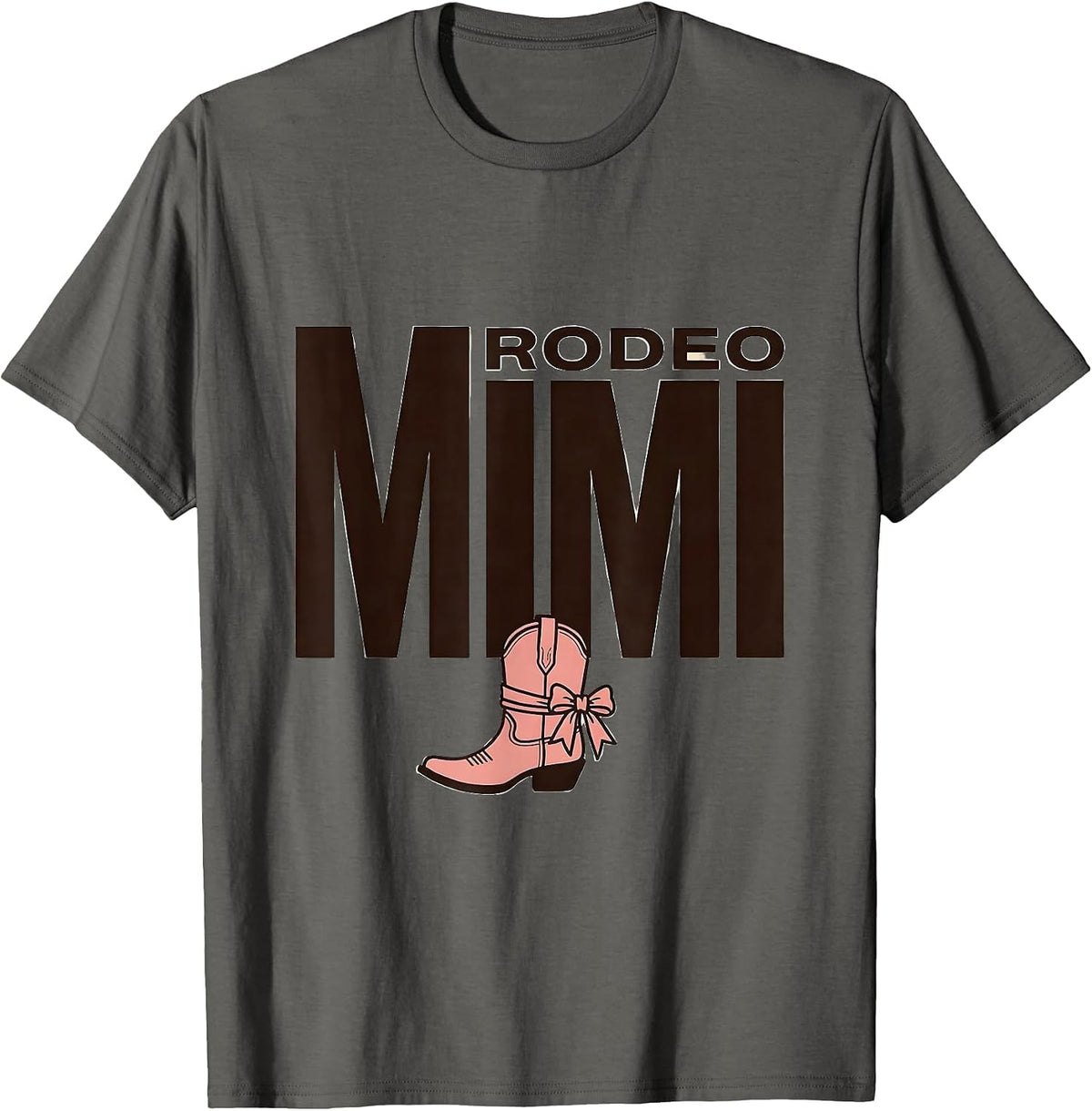 Rodeo Mimi Pink Boots Coquette CowGirl Birthday Party Family T-Shirt - Asphalt Grey