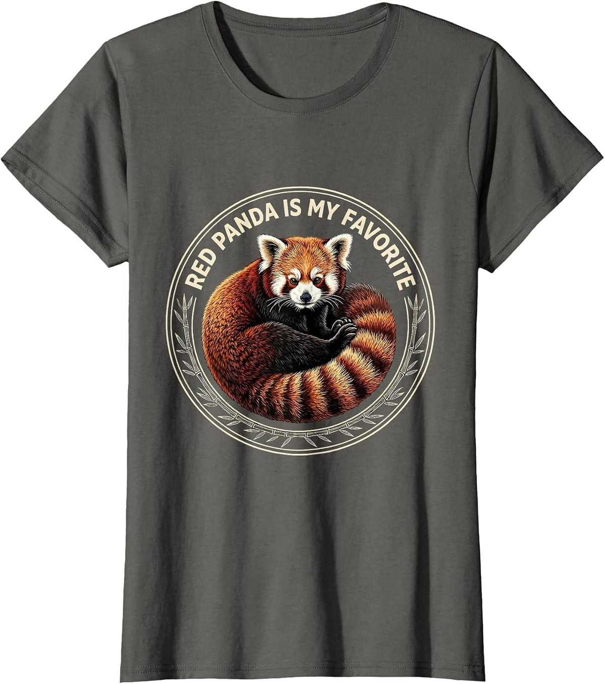 Women's Red Panda Is My Favorite Funny Animal Lover Cute Novelty T-Shirt - Asphalt Grey