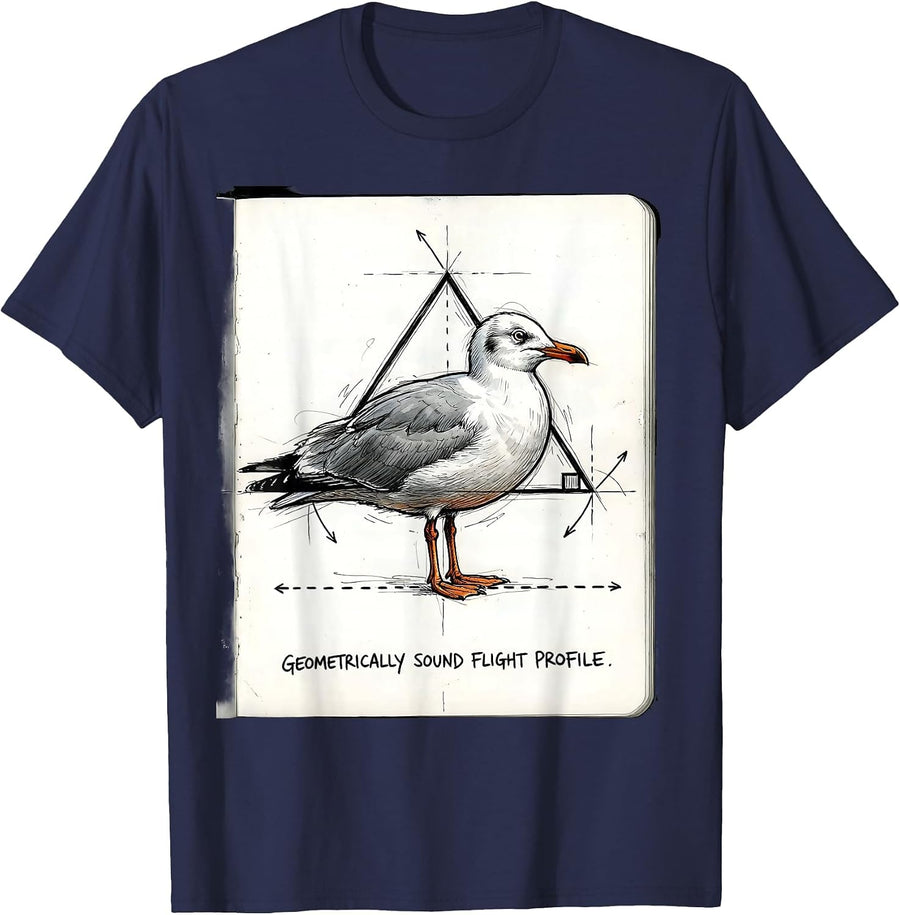 Geometrically Sound Flight Profile Funny Math Teacher T-Shirt - Navy Blue