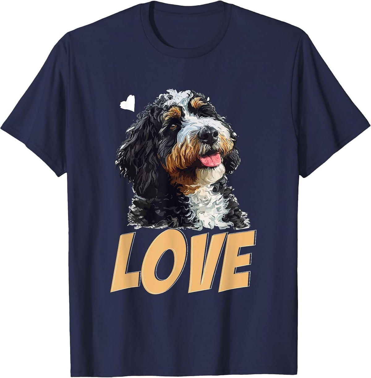 Bernedoodle Dog Breed Pet Love T-Shirt - Navy Blue