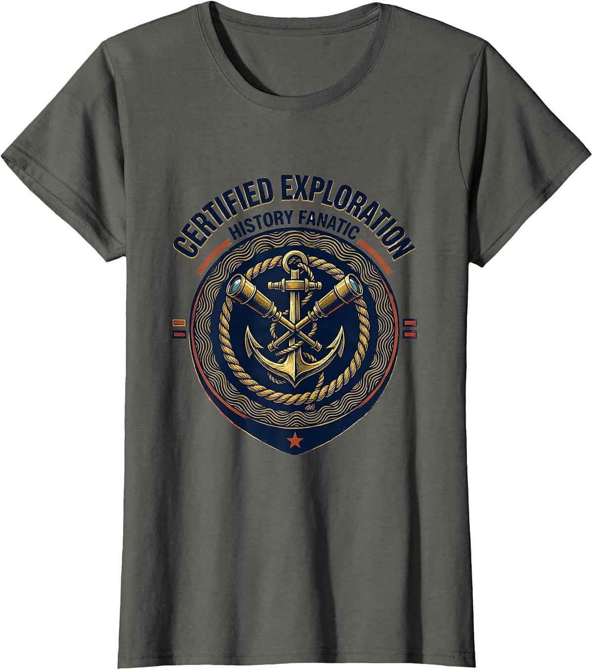 Women's Certified Exploration History Fanatic Funny History Teacher T-Shirt - Asphalt Grey