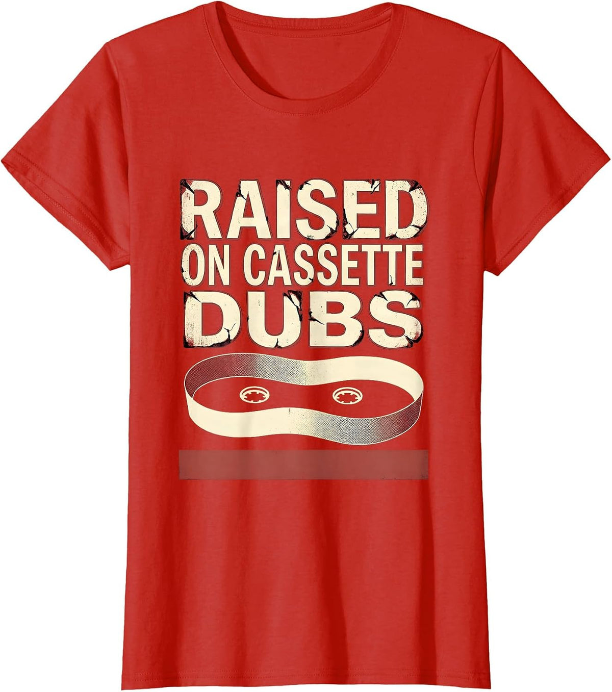 Raised On Cassette Dubs Vintage 90s Hip-Hop Rap Lyric T-Shirt - Red