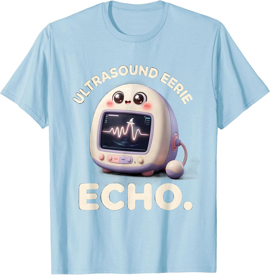 Men's Ultrasound Eerie Echo Cute Kawaii Halloween Radiology Tech T-Shirt - Baby Blue