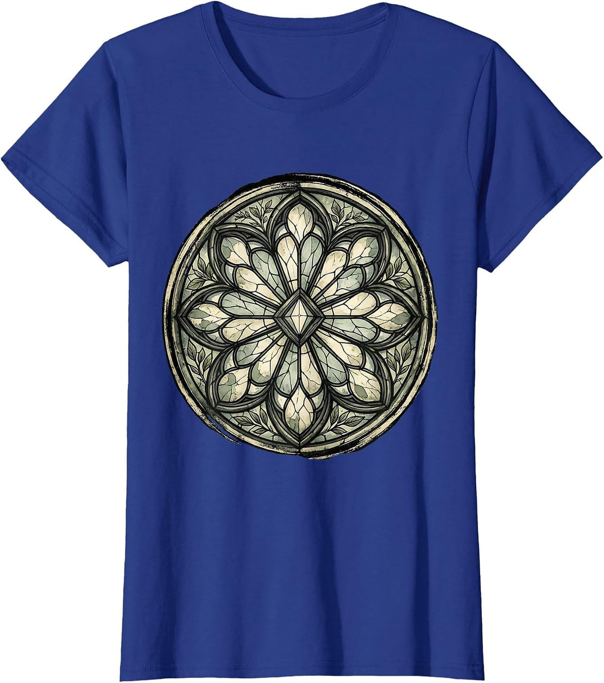 Women's Stained Glass Window Colorful Light Rays Design T-Shirt - Royal Blue