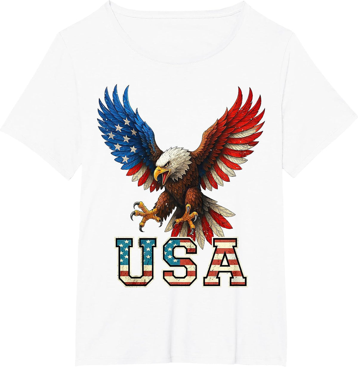 Bald Eagle USA 4th of July American Flag Patriotic T-Shirt - White
