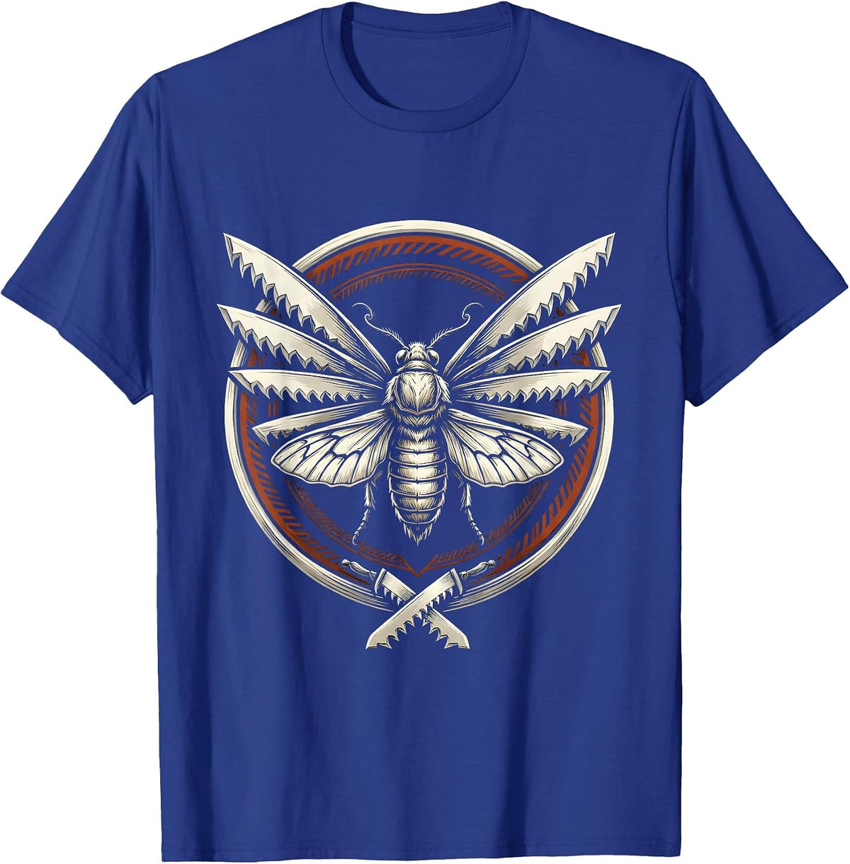 Punk Moth Razor Blade Wings Dark Art Graphic T-Shirt - Royal Blue
