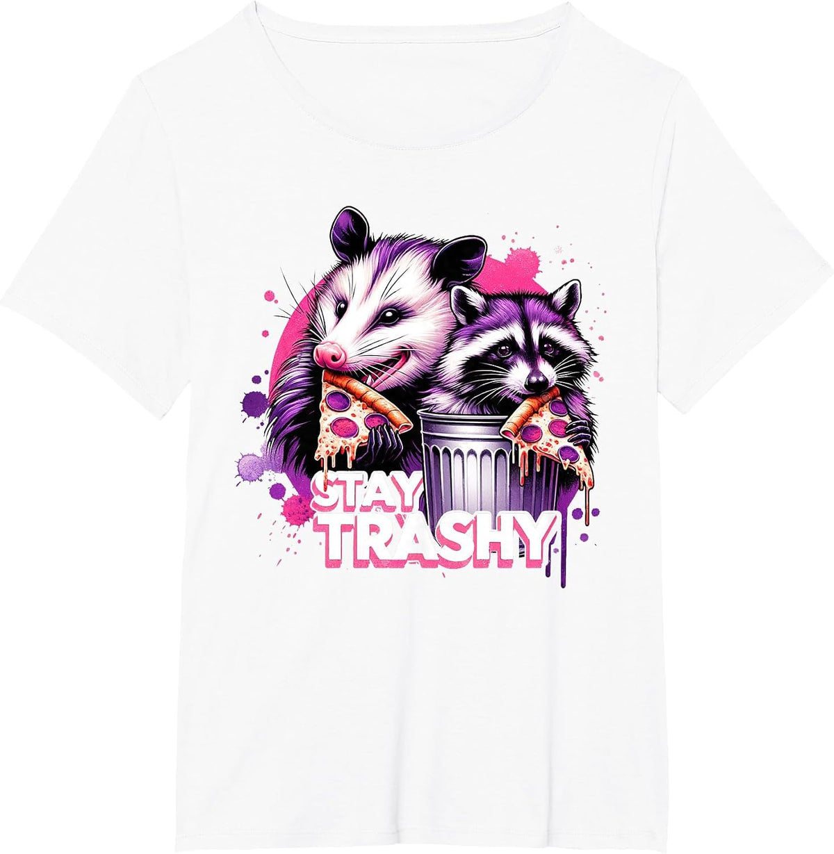 Funny Stay Trashy Raccoons Opossums Possums Animals Lover T-Shirt - White