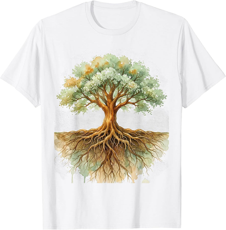 Men's Roots and Canopy Mirrored Tree Graphic T-Shirt - White