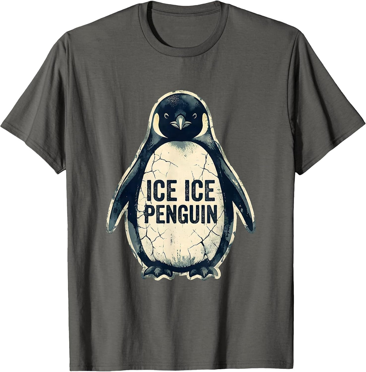 Ice Ice Penguin Funny Arctic Bird Design T-Shirt - Asphalt Grey