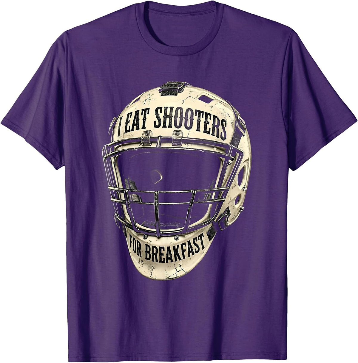 I Eat Shooters For Breakfast Goalie Design T-Shirt - Purple