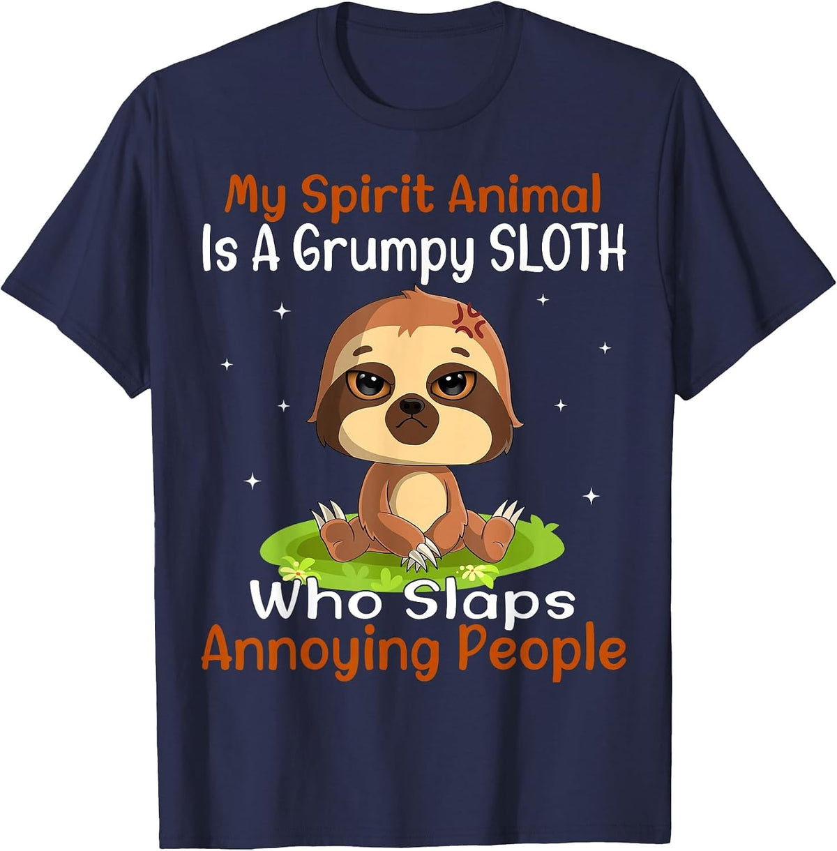 My Spirit Animal is A Grumpy Sloth Cute Funny Sloth T-Shirt - Navy Blue