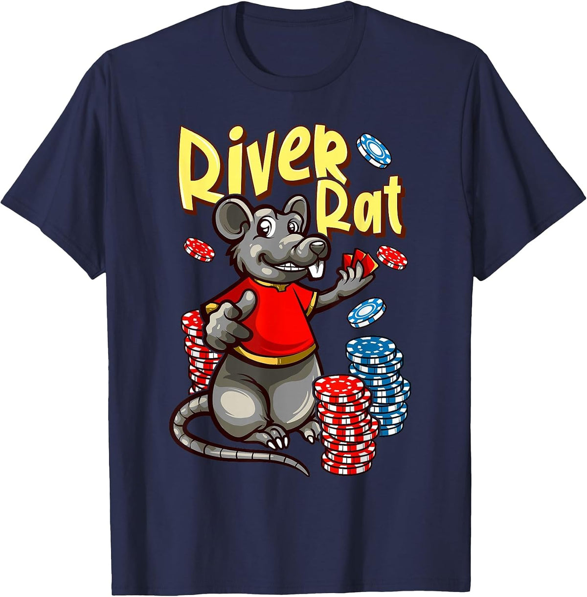 River Rat Poker T-Shirt - Navy Blue