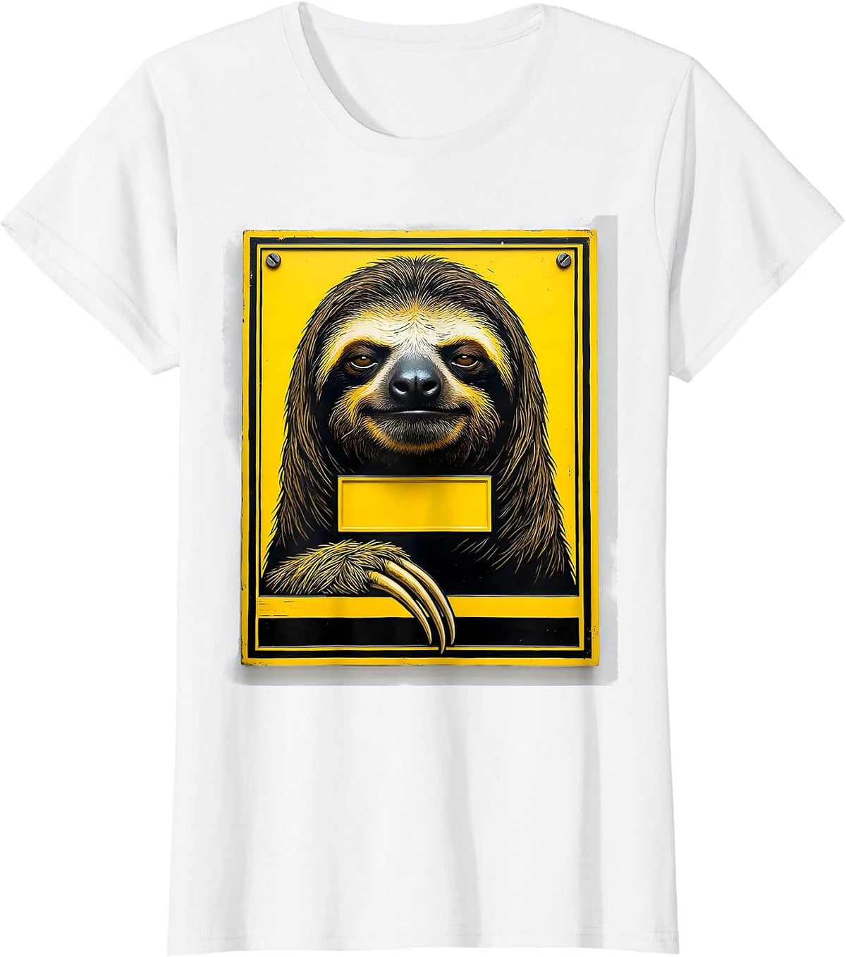 Women's Sloth Stencil Graphic Funny Animal Lover Humor T-Shirt - White