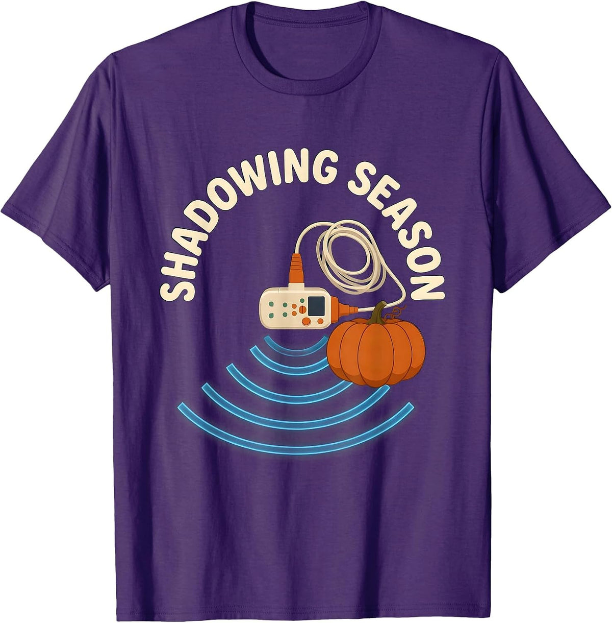 Shadowing Season Flat Vector Sonographer Halloween Workplace T-Shirt - Purple