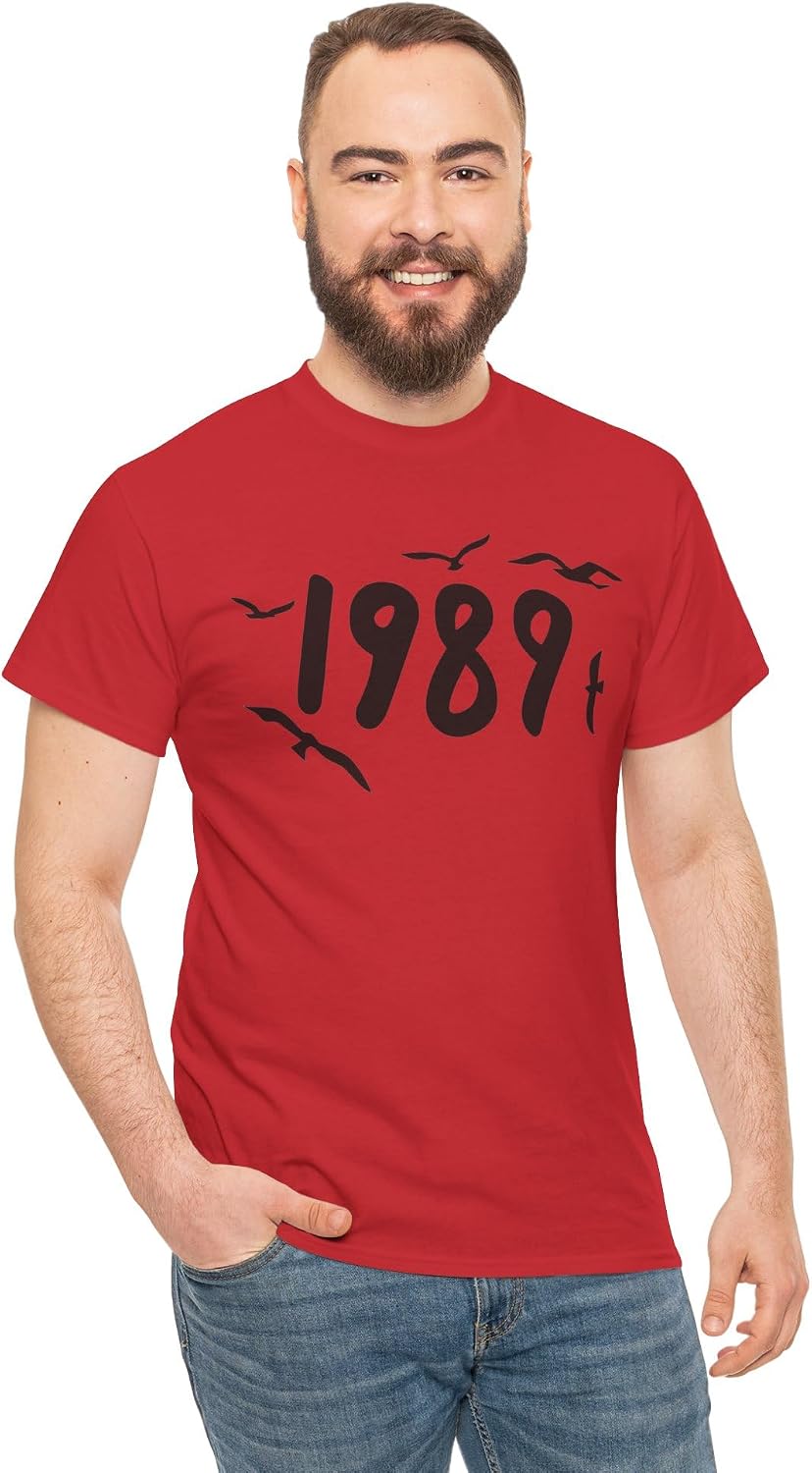 GANDAR® 1989 Vintage T Shirt Retro Year Graphic Tee Nostalgia Style Classic Number Casual Gift - Red