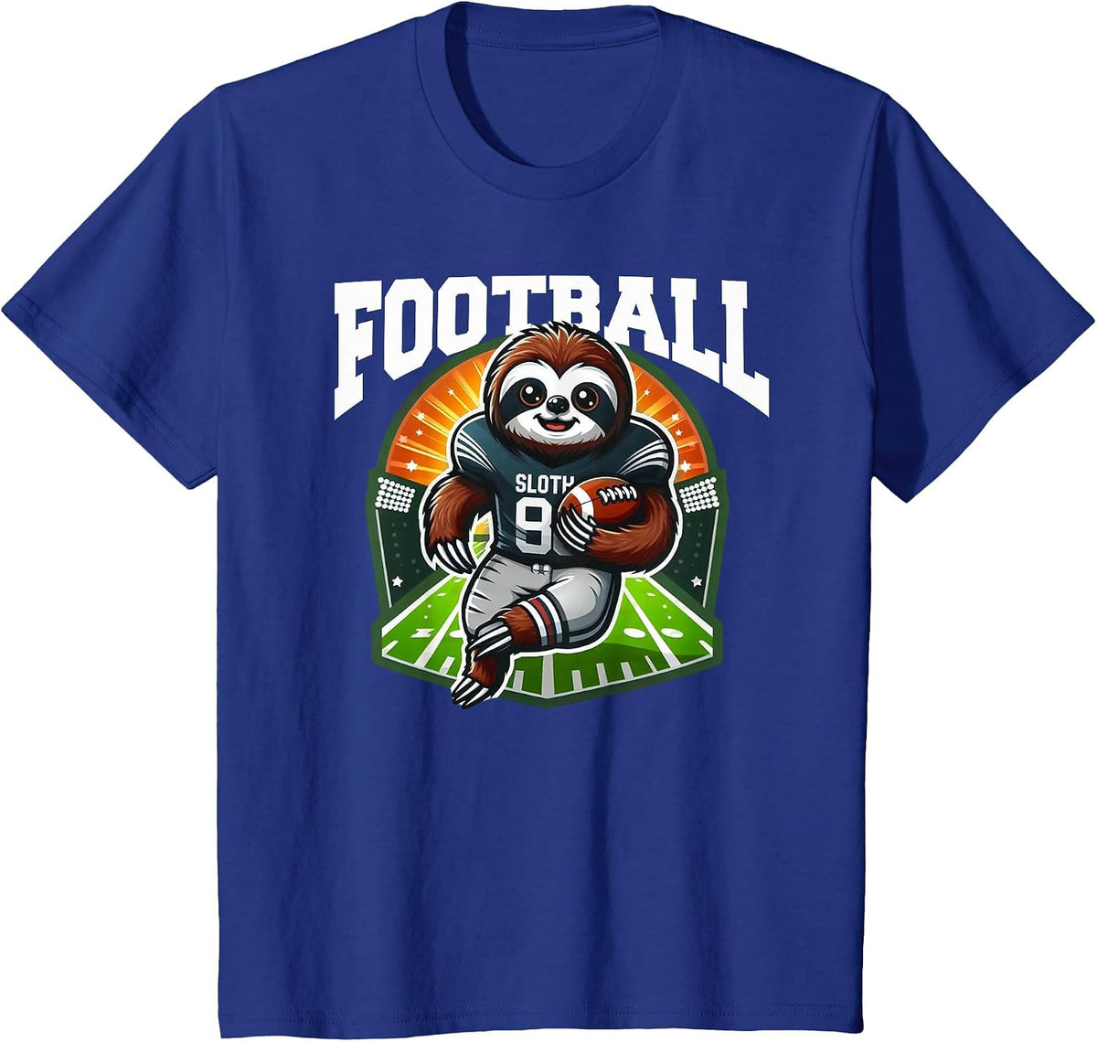 Football Sloth Playing Football Games T-Shirt - Royal Blue