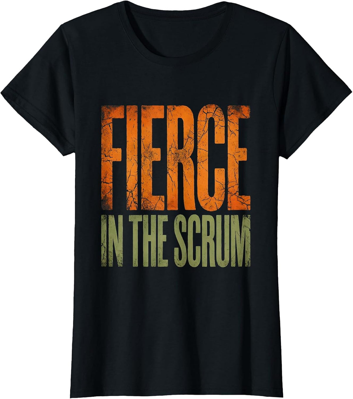 Women's Fierce in the Scrum Rugby Graphic Design T-Shirt - Black