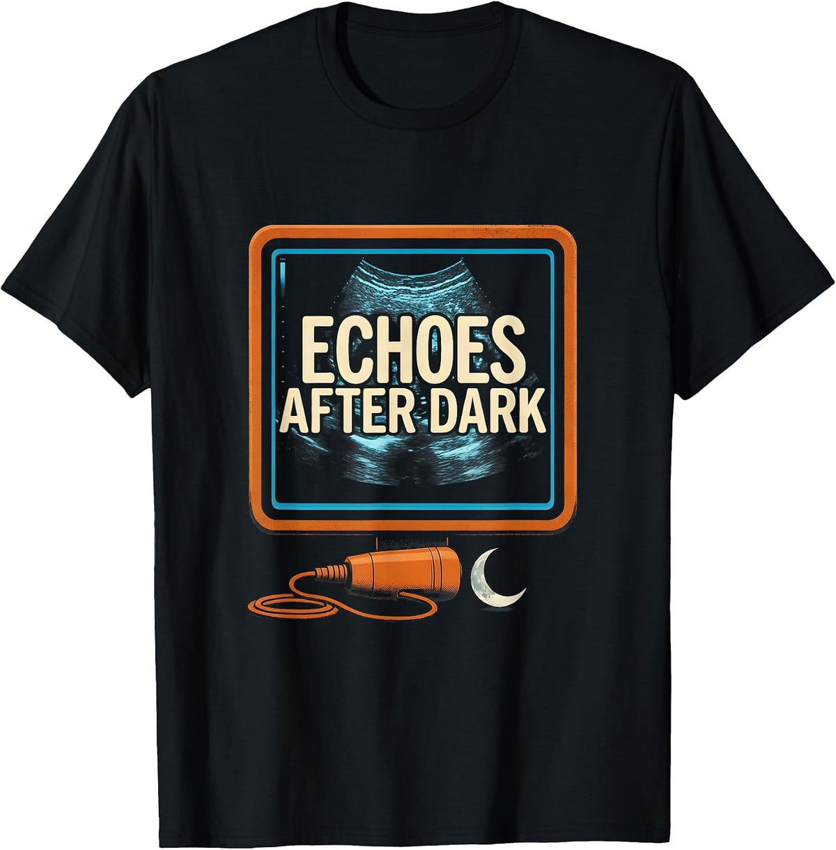 Men's Echoes After Dark Screenprint Sonographer Halloween T-Shirt - Black