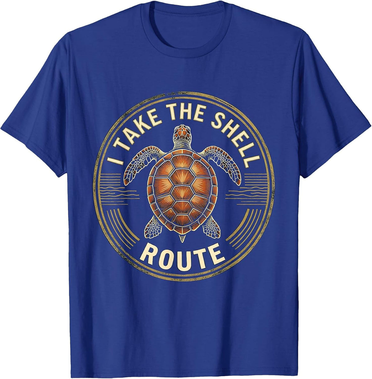 Men's I Take The Shell Route Vintage Sea Turtle Lover Humor Gift T-Shirt - Royal Blue