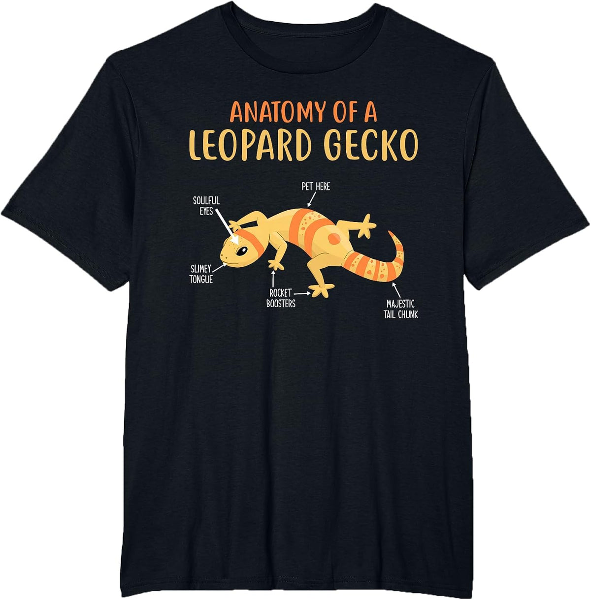 Anatomy of A Leopard Gecko Funny Reptiles Leopard Gecko T-Shirt - Black